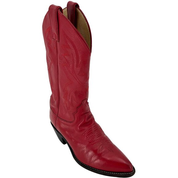 Justin Cowgirl Boots Womens size 5.5B Red Leather Cowboy Western Boots 4905 USA - Picture 12 of 14